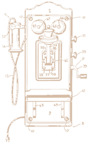 line drawing image of old-fashioned telephone