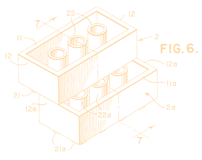 backgound image of lego with measurements as an invention